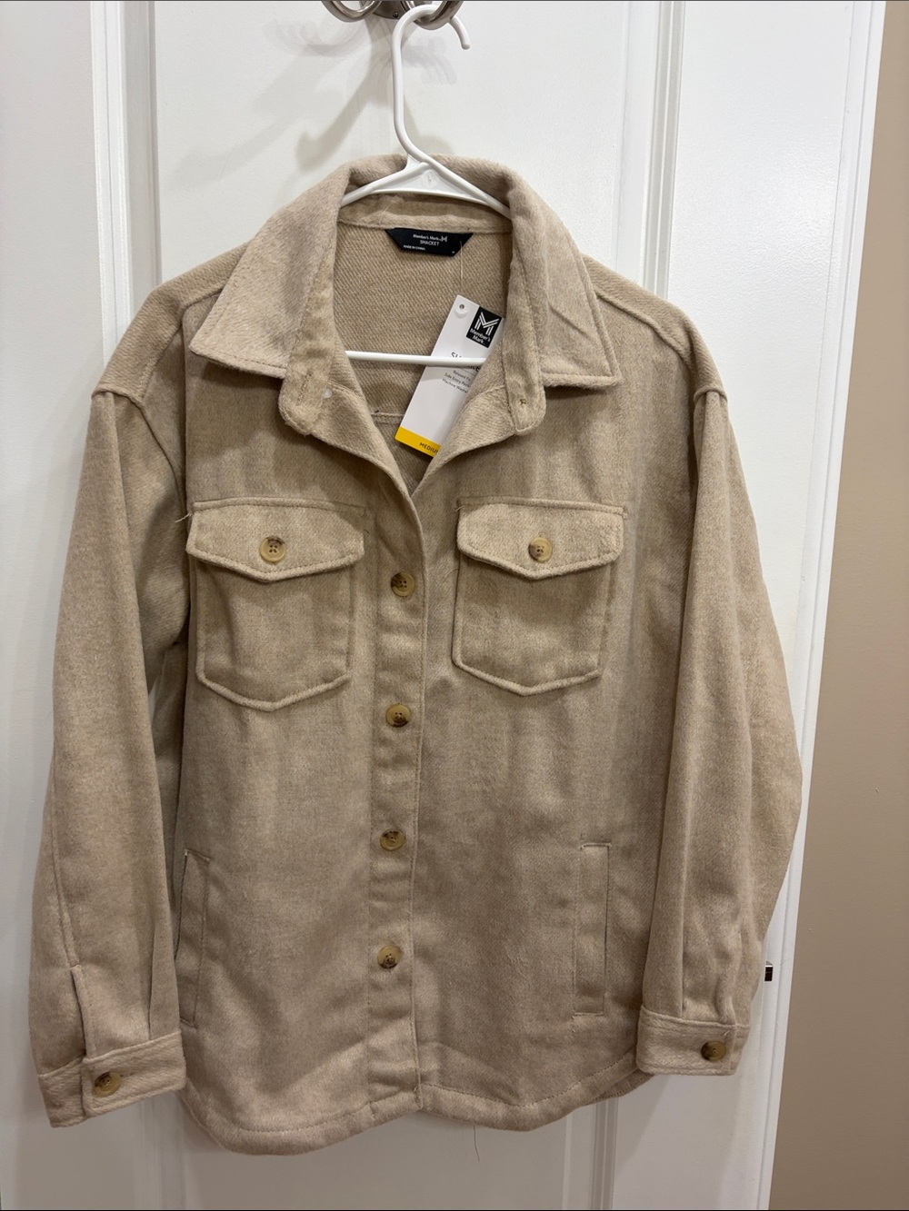 Women’s members mark Beige Shacket Jacket - Classic Button Front